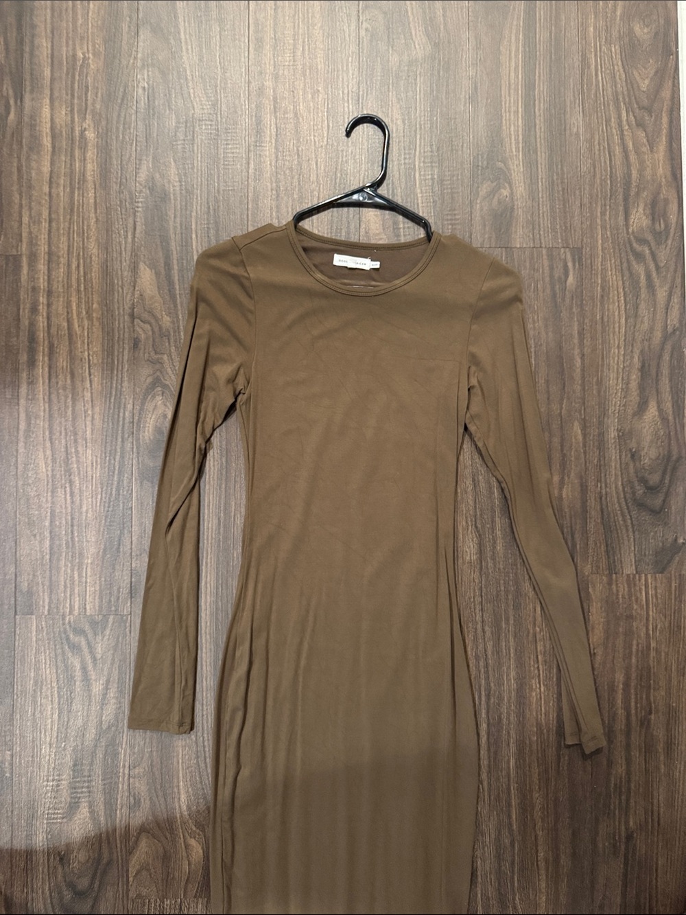Good American Long-Sleeve Chocolate Bodycon Dress